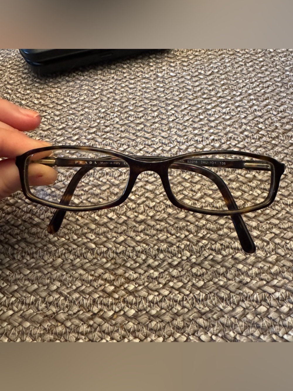 Prada Brown Tortoiseshell Rhinestone Rectangular Glasses